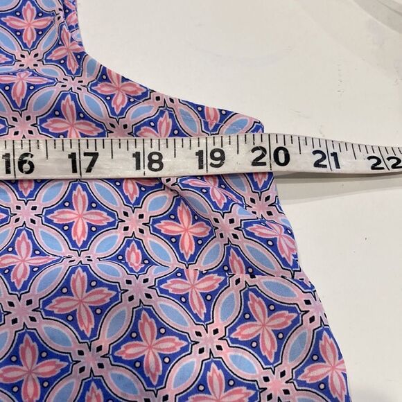 Talbots outlet, blue and pink sleeveless blouse, medium - Picture 4 of 10